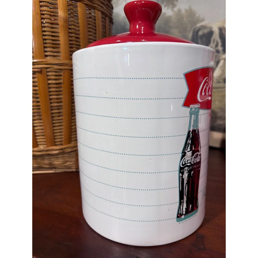 Coca-Cola Gibson Ceramic Canister Red White Big King Size Retro Jar 9.5in